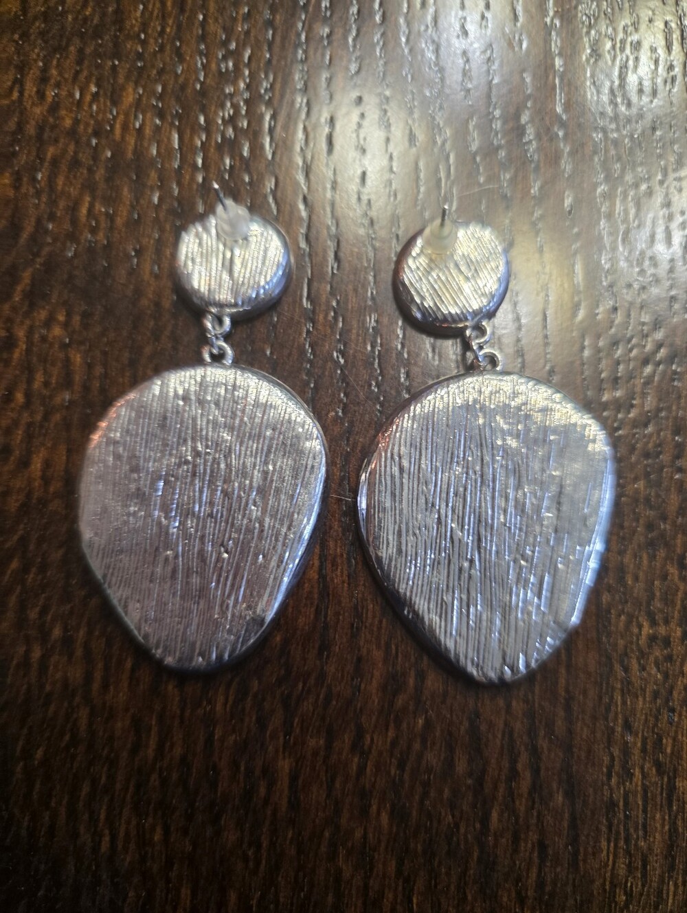 Blue Resin Drop Earrings with Silver Trim - Picture 2 of 2